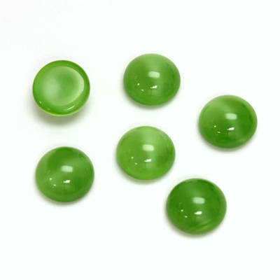 Glass Medium Dome Cabochon - Round 09MM MOONSTONE LT GREEN