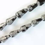 Gemstone Bead - Pear Smooth 15x8MM SNOWFLAKE OBSIDIAN