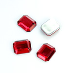 Plastic Flat Back Foiled Rose Cut Rhinestone - Cushion Octagon 12x10MM RUBY