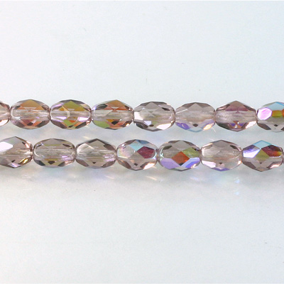 Czech Glass Fire Polish Bead - Oval 07x5MM LT AMETHYST AB