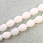 Czech Pressed Glass Bead - Flat Oval 12x9MM MATTE CHALKWHITE