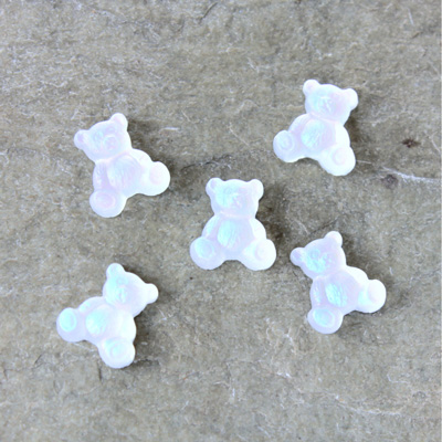 Glass Flat Back Teddy Bear 08x8MM MATTE CRYSTAL AB Foiled