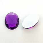 Plastic Flat Back Foiled Rauten Rose Rhinestone - Oval 25x18MM AMETHYST