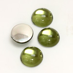 Plastic Flat Back Foiled Cabochon - Round 13MM OLIVINE