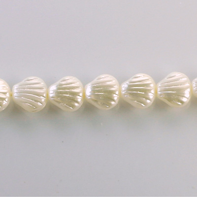 Czech Glass Pearl Bead - Fan/ShellShell 08MM WHITE 70401