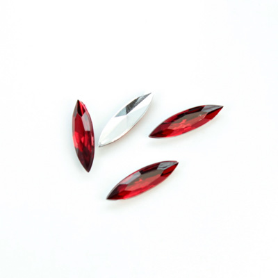 Plastic Point Back Foiled Stone - Navette 15x4MM RUBY