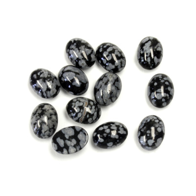 Gemstone Cabochon - Oval 08x6MM SNOWFLAKE OBSIDIAN