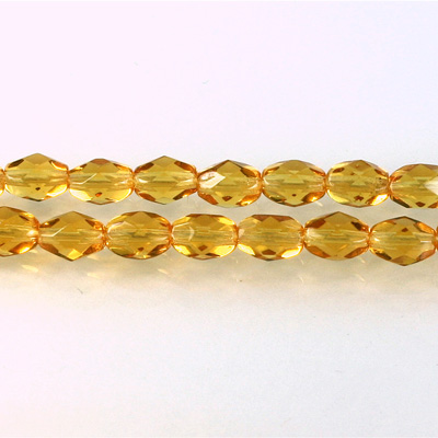 Czech Glass Fire Polish Bead - Oval 07x5MM TOPAZ