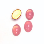 Glass Medium Dome Foiled Cabochon - Oval 14x10MM OPAL ROSE