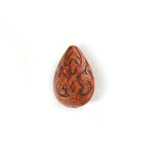 Plastic Engraved Bead - Pear 19x13MM INDOCHINE LIGHT BROWN