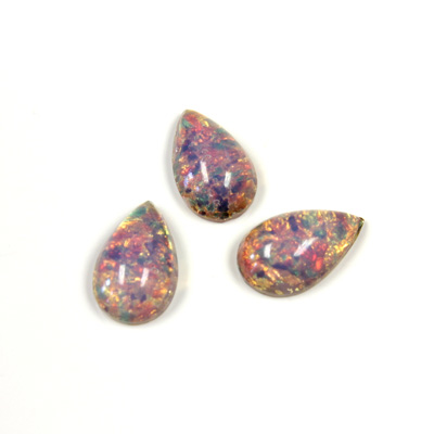 Glass Medium Dome Lampwork Cabochon - Pear 13x8MM FIRE OPAL (01003)