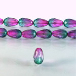 Czech Glass Fire Polish Bead - Pear 10x7MM Coated PURPLE-GREEN 69007