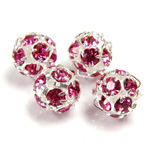 Czech Crystal Rhinestone Ball - 10MM ROSE-SILVER