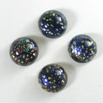 Glass Medium Dome Lampwork Cabochon - Round 13MM BLACK OPAL (00374)