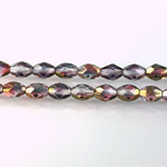 Czech Glass Fire Polish Bead - Oval 07x5MM Coated AMETHYST-ROSE 91009