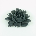 Plastic Carved No-Hole Flower - Rose 43x32MM MATTE JET