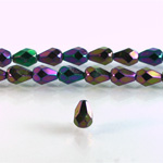 Czech Glass Fire Polish Bead - Pear 08x6MM Full Coated IRIS PURPLE