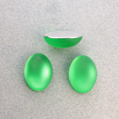 Plastic Flat Back Foiled Cabochon - Oval 18x13MM MATTE PERIDOT