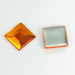Plastic Flat Back Foiled Rose Cut Rhinestone - Square 15x15MM TOPAZ