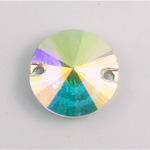 Preciosa Crystal Flat Back 2-Hole Sew-On Foiled Stone - Rivoli 14MM CRYSTAL AB