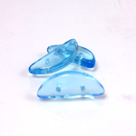 Czech Pressed Glass Bead - Half-Circle Rondelle 19x7MM AQUA