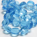 Chinese Cut Crystal Bead - Round Disc Side Drilled 08MM AQUA