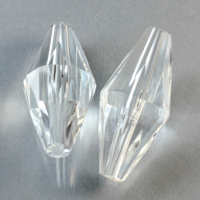 Plastic Bead - Faceted Elongated Bicone 35x17MM CRYSTAL