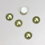Glass Medium Dome Cabochon Pearl Spray Finish - Round 09MM DARK OLIVE