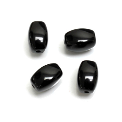 Plastic Bead - Opaque Color Smooth Keg 12x9MM JET