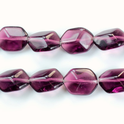 Czech Pressed Glass Bead - Cushion Octagon 14x10MM AMETHYST