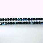 Czech Glass Fire Polish Bead - Round 03MM JET AB