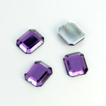 Plastic Flat Back Foiled Rose Cut Rhinestone - Cushion Octagon 12x10MM AMETHYST