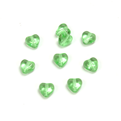 Czech Pressed Glass Bead - Smooth Heart 06x6MM PERIDOT