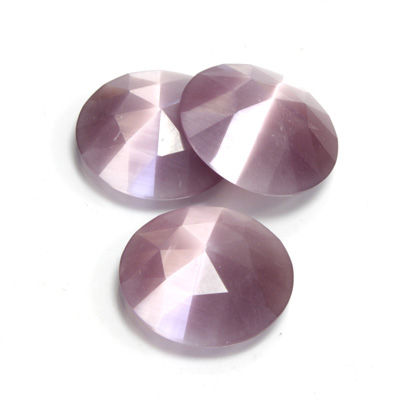 Fiber-Optic Flat Back Cabochon - Rauten Rose Round 18MM CAT'S EYE LT PURPLE