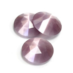 Fiber-Optic Flat Back Cabochon - Rauten Rose Round 18MM CAT'S EYE LT PURPLE