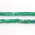 Czech Glass Fire Polished Bead - Atlas 04x4MM EMERALD AB