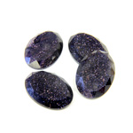 Man Made Flat Back Stone with Faceted Top and Table - Oval 14X10MM BLUE GOLDSTONE