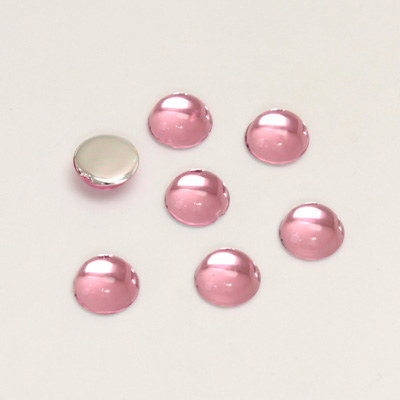 Plastic Flat Back Foiled Cabochon - Round 07MM ROSE
