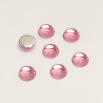 Plastic Flat Back Foiled Cabochon - Round 07MM ROSE