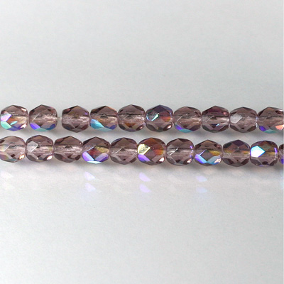 Czech Glass Fire Polish Bead - Round 05MM LT AMETHYST AB