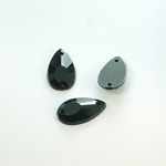 Plastic Flat Back Faceted 2-Hole Opaque Sew-On Stone - Pear 16x9MM JET