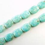 Czech Pressed Glass Bead - Flat Oval 12x9MM TURQ MATRIX