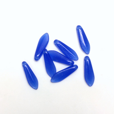 Czech Pressed Glass Pendant - Spear 16x5MM BLUE OPAL