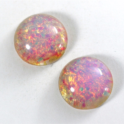 Glass Medium Dome Lampwork Cabochon - Round 20MM FIRE OPAL (01003)