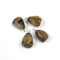 Gemstone Tumble Polished Pendant with Silver Plated Ring - Small TIGEREYE