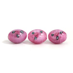 Czech Glass Lampwork Bead - Oval Smooth 12x8MM Flower PINK ON ROSE (70016)
