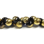 Czech Pressed Glass Bead - Mushroom 09x8MM JET-GOLD