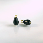 Glass Fire Polish Bead with 1 Brass Loop - Pear Shape 10x7MM JET
