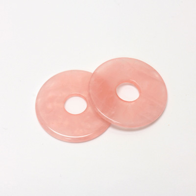 Gemstone Bead - Donut Round Smooth 35MM ROSE QUARTZ