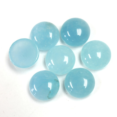 Gemstone Flat Back Cabochon - Round 11MM QUARTZ DYED #30 AQUA